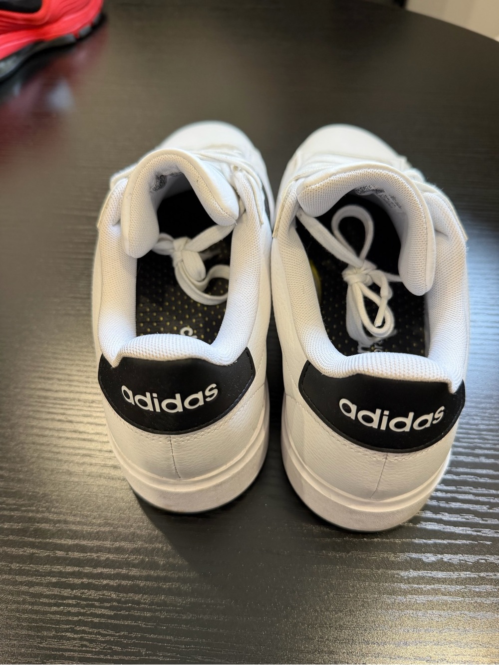 adidas Kids White Sneakers with Black Heel Patch